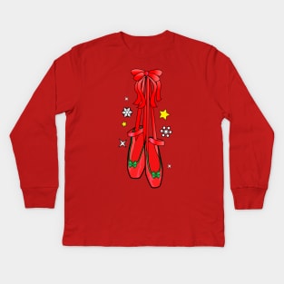 Christmas Ballet Shoes Kids Long Sleeve T-Shirt